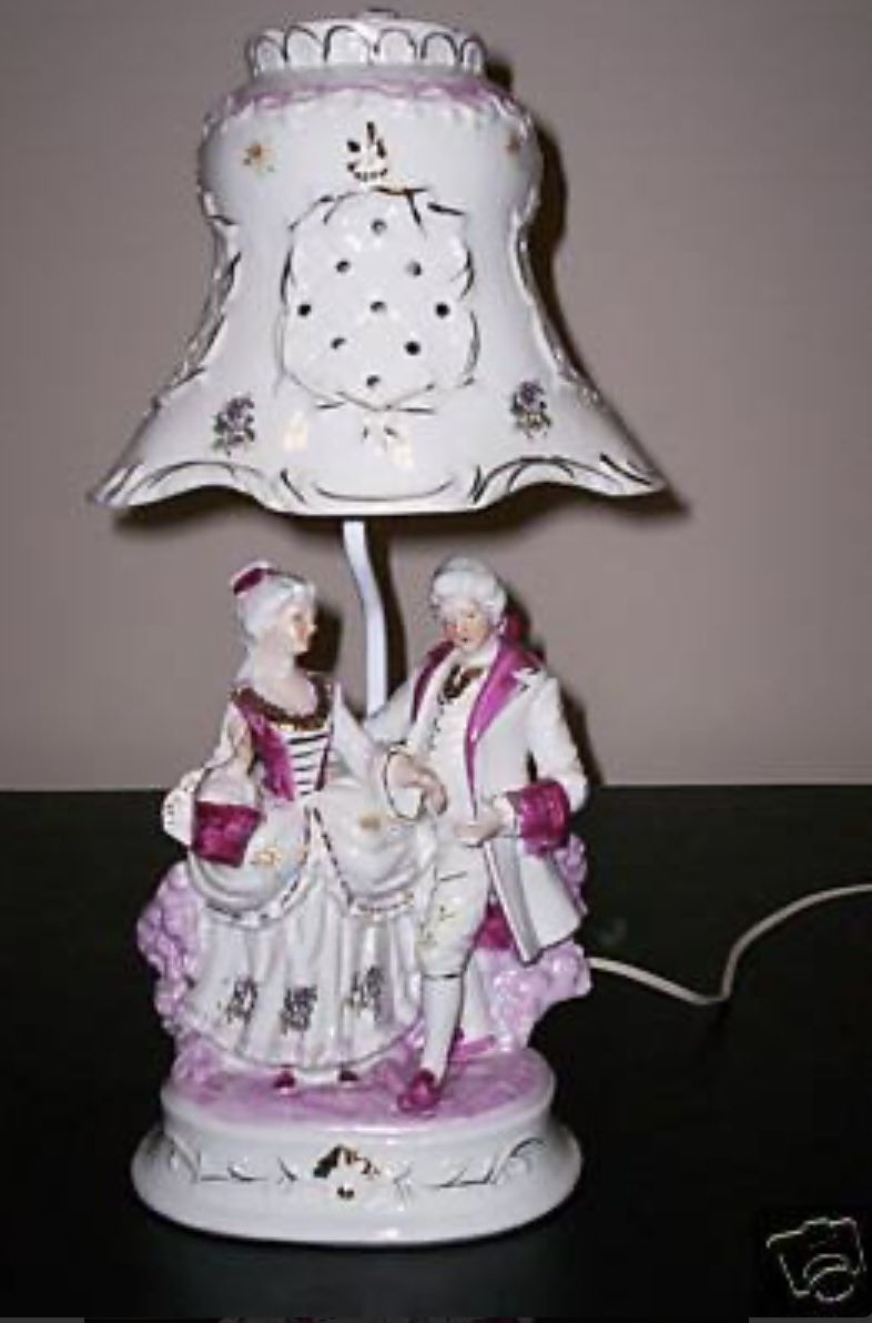 Victoria Man And Woman Porcelain Lamp