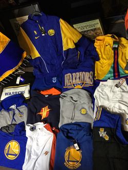 Warriors hoodys shorts jackets etc