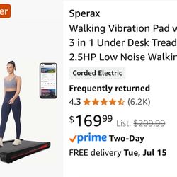 Sperax Walking Vibration Pad with APP, 3 in 1 Under Desk Treadmill