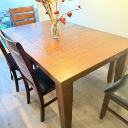 Solid Wood Dining Table Set - Table + 4 Chairs + Bench