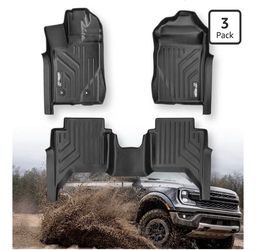 Premium MAXPRO All Weather Floor Mats for 2024-2026 Ford Ranger Raptor SuperCrew Cab Custom Fit Floor Liners 1st&2nd Row Set Waterproof TPE Anti-Slip 