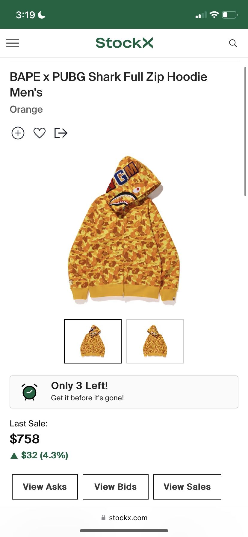 BAPE x PUBG Shark Full Zip Hoodie Men's