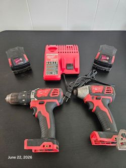 Milwaukee Drill + Impact Wrench + Charger + 2 Batteries M18