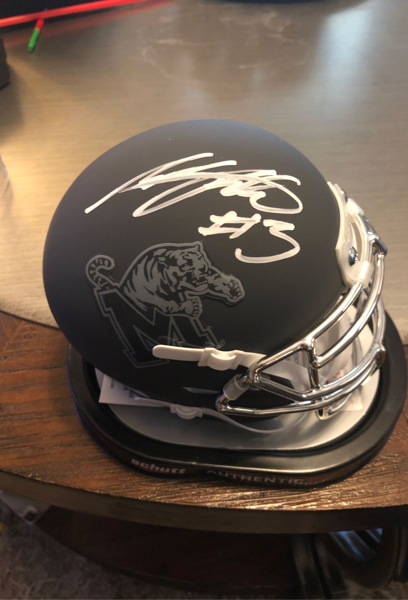 ANTHONY MILLER SIGNED AUTOGRAPHED MEMPHIS TIGERS MATTE GRAY MINI HELMET JSA Chicago bears