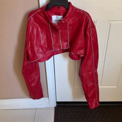 Red Leather Jacket , Fashion Nova Brand, $10 Great Christmas Time Use 
