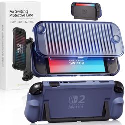 New Dockable Case for Nintendo Switch 2 2025, Hard PC Front Cover + Clear Matte Hard Back Shell with Soft TPU Ergonomic Grip, Supports Stand Use and C