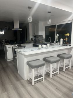 White And Gray Island Stools