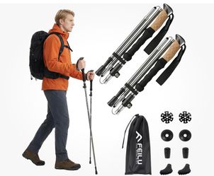 Feilu Hiking Trekking Poles Adjustable, lightweight, ergonomic, collapsible, shock absorption, durable, compact, outdoor, travel, sporty #hiking #trek