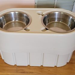 Raised Dog Feeder With Storage For Food
