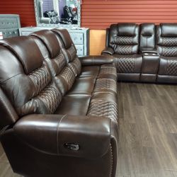 New Recliner Sofa And Loveseat With Genuine Leather And Power Recliners With Power Headrests