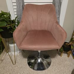  Pink Velvet Swivel Accent Chair