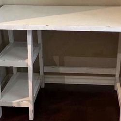 White Distressed Farmer Open Concept Desk Or Table See Pics For Dimensions