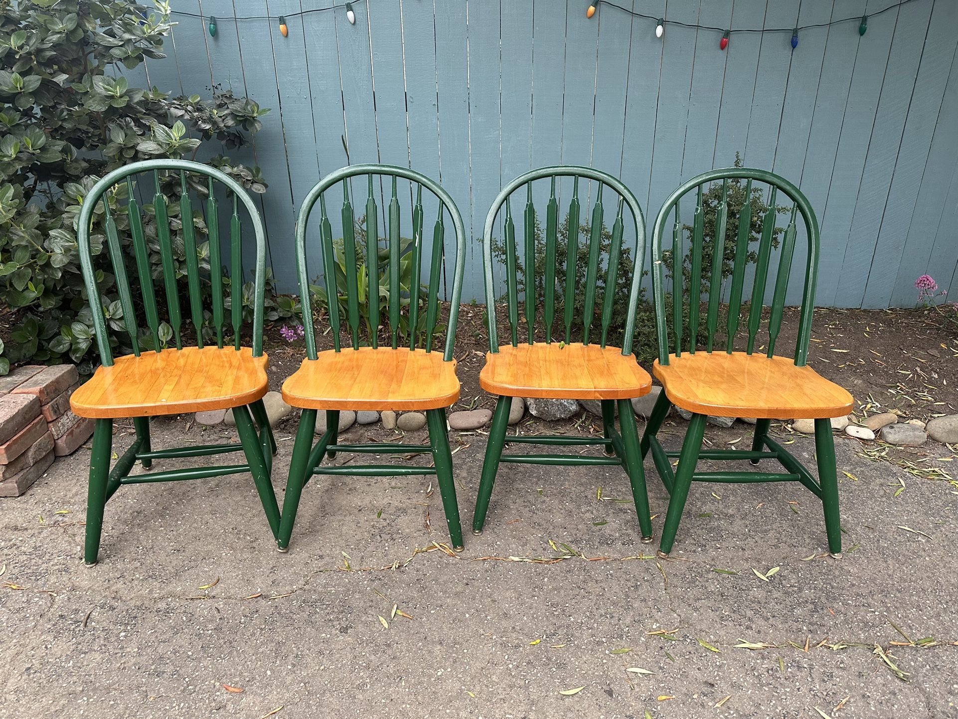 Set Of 4 Windsor-Style Wood Dining Chairs