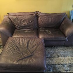 Leather Sofa and Ottoman