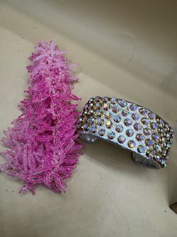 Leather AB crystal cuff and other bracelet