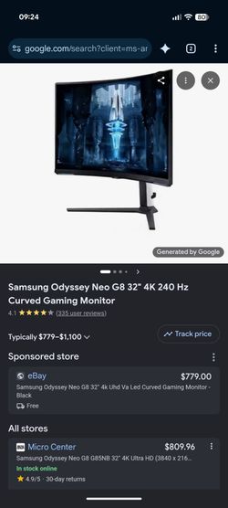Samsung Odyssey Neo G8 32" 4K Curved Gaming Monitor