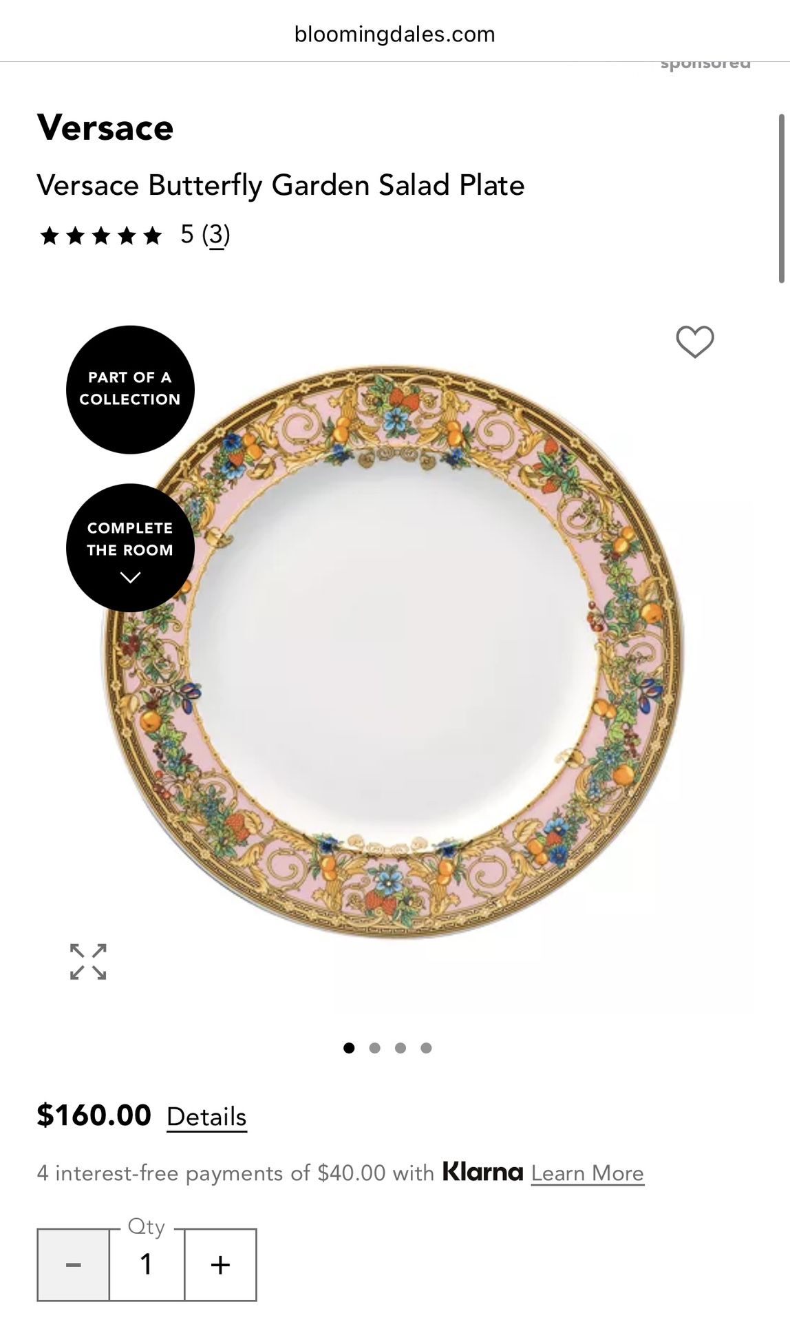 Versace Butterfly Garden Salad Plate