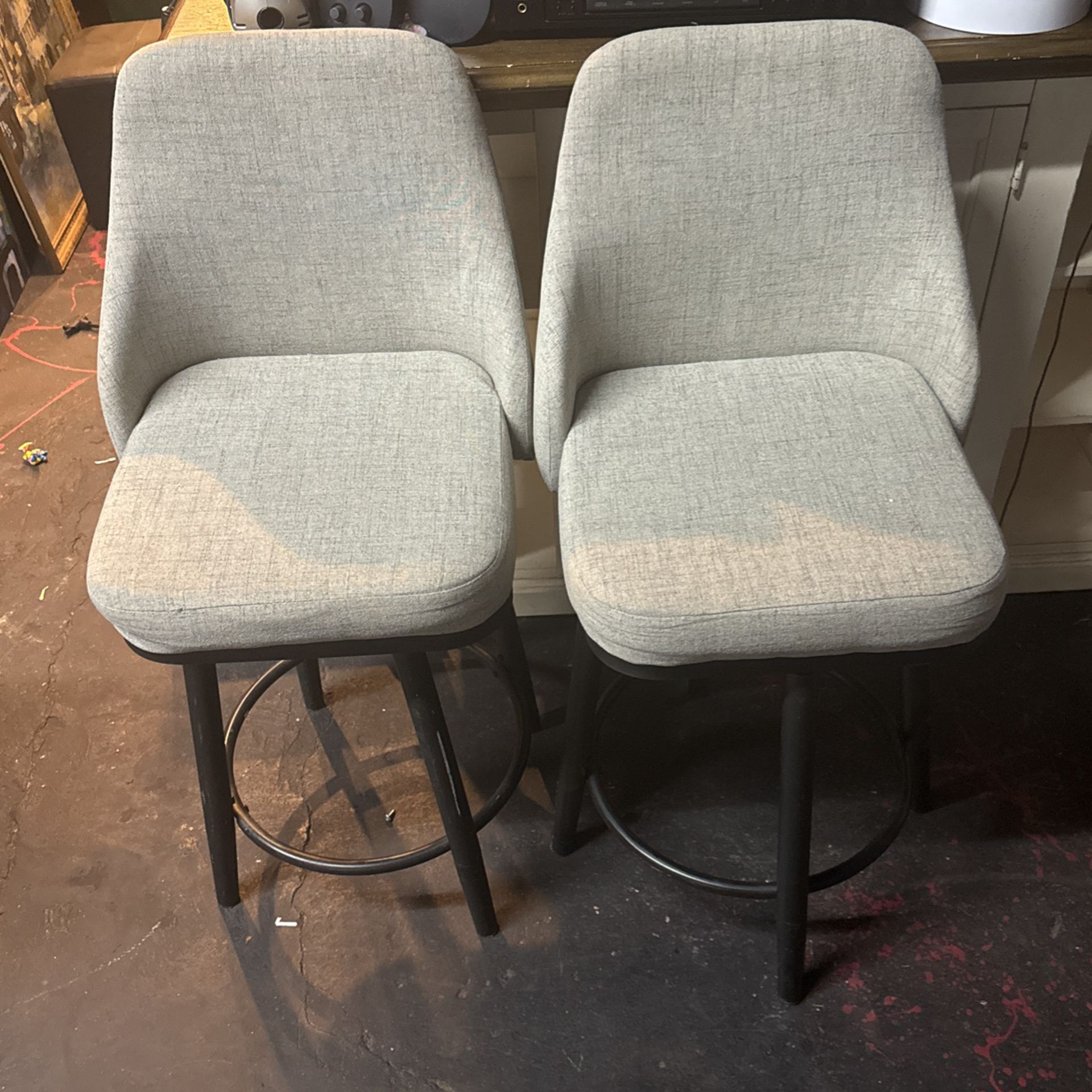 Set Of Grey Bar Chairs 