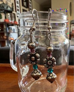 Boho Flower Bead Dangle Earrings