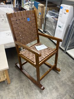 Rocking Chair with PU Seat & Rubber Wood Frame Safe & Smooth Rocking Motion