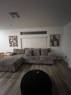 Gray Oversized Corduroy Sectional Sofa