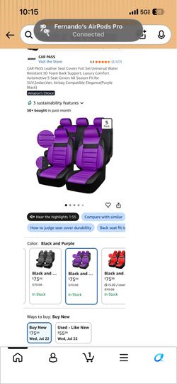 CAR PASS Leather Seat Covers Full Set Universal