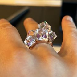 Unique Cubic Glacier Crystal Cluster Statement Ring