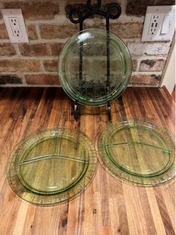3 pcs uranium glass cake plate divided plates