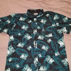 Mens Size Large Hawaiian MTV Button Up Shirt 