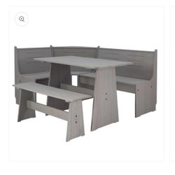 Linon Wickford 3-Piece Corner Breakfast Nook Dining Set in a gray finish
