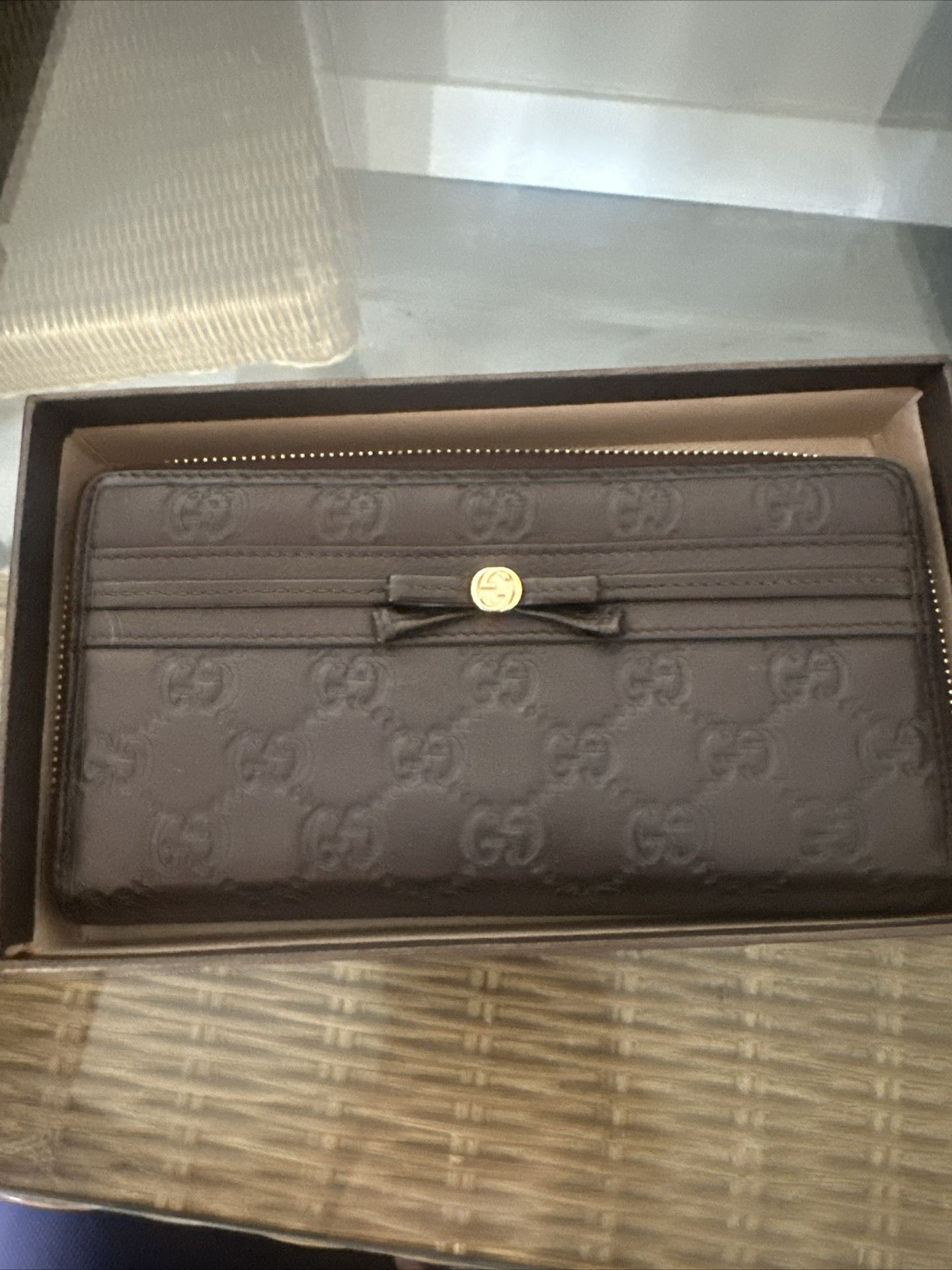 Gucci Guccissima Long Mayfair Bow Wallet