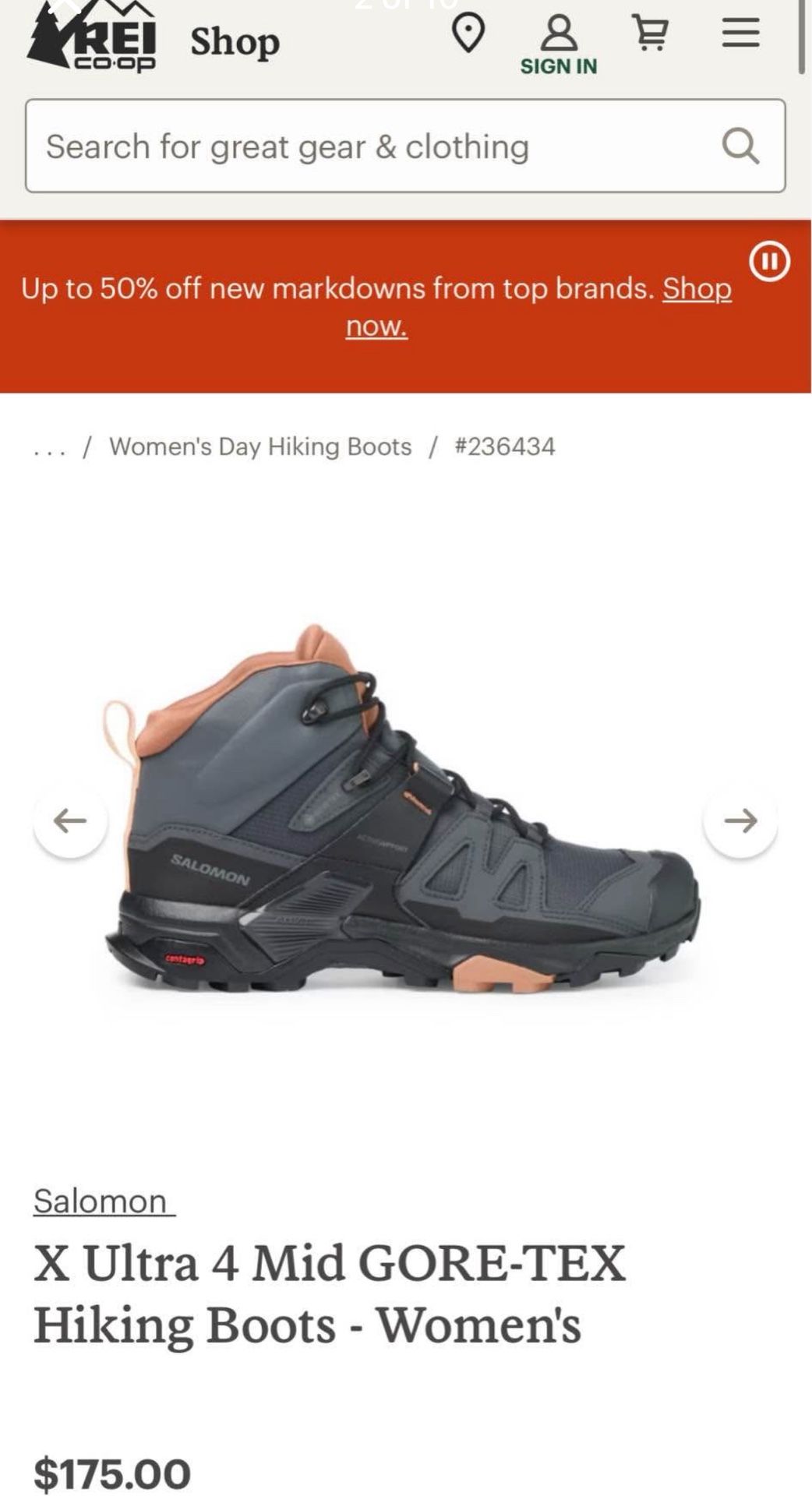 Salomon X Ultra 4 Mid GORE-TEX Hiking Boots - Women's 9.5/Men’s 8.5