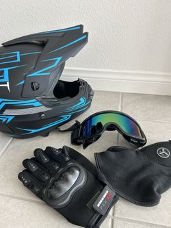 Dirt Bike Helmet New Set- Gloves And Goggles Included