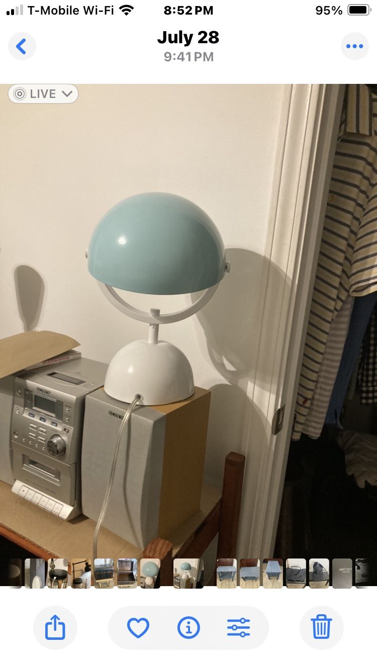 Modern Globe Lamp With Turquoise Glass Shade