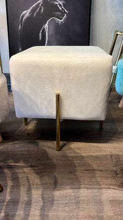Cream Brand New Velvet Ottoman Square Foot Stool 
