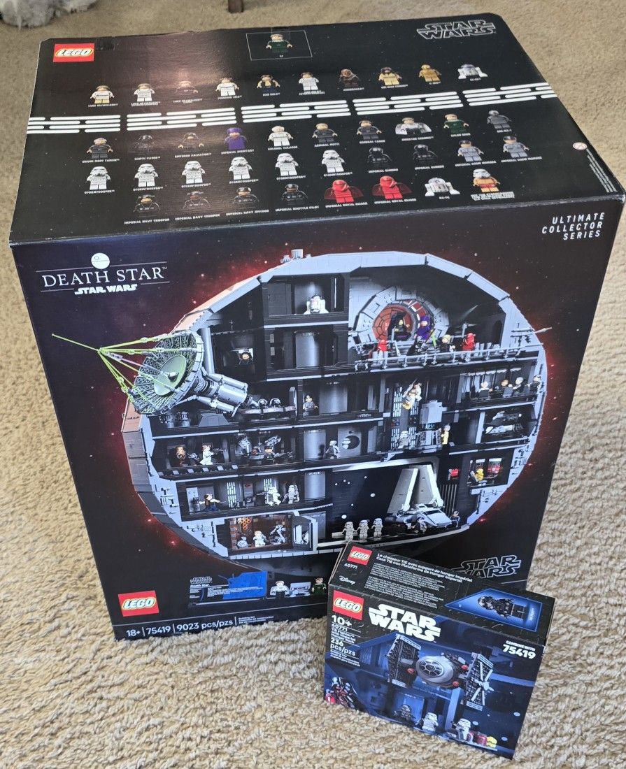 Lego Star Wars UCS Death Star 75419 and 40771 TIE Fighter with Imperial Hanger Rack New!