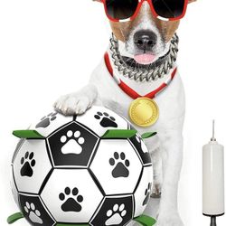 Dog Soccer Ball with Grab Tabs, Interactive and Fun Dog Football Water Toys, Sturdy Rubber Tug Toy ,Training Product for Small and Medium Dogs - 6 inc