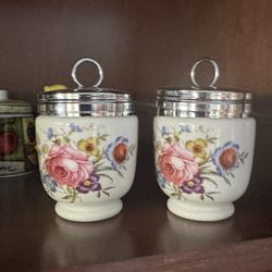$15 for 2  isRoyal Worcester Bournemouth Rose Pattern Porcelain Egg Coddler Cups Set of 2