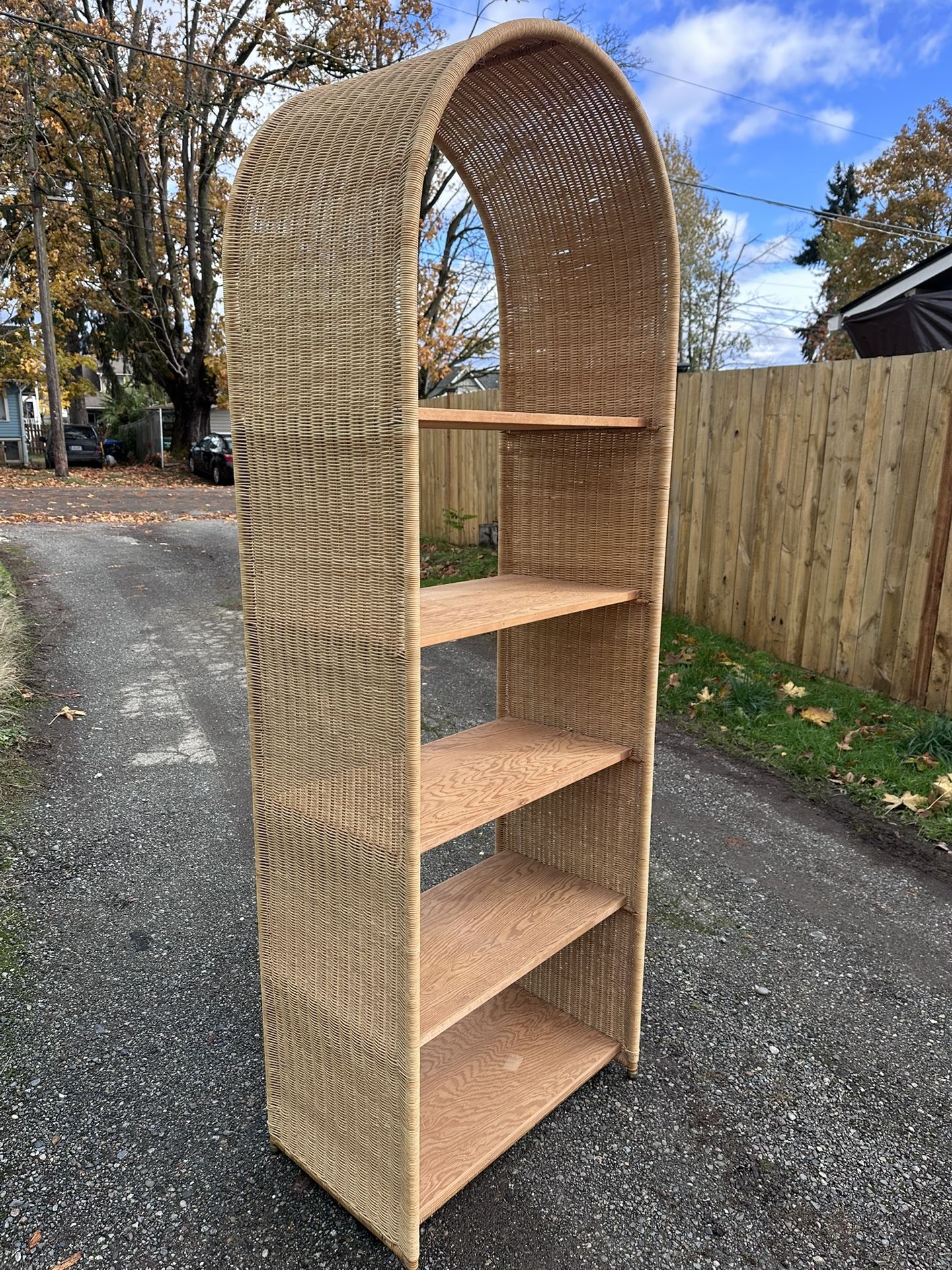 Vintage Boho Wicker Display Shelf/Bookcase