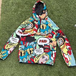 Pop Art Comic Print Pullover Hoodie Jacket