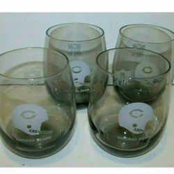 VINTAGE/RARE, (1980's) NFL, Chicago Bears: smoked grey, Roly Poly, High ball glasses (2x $12 or 4x $20) firm.