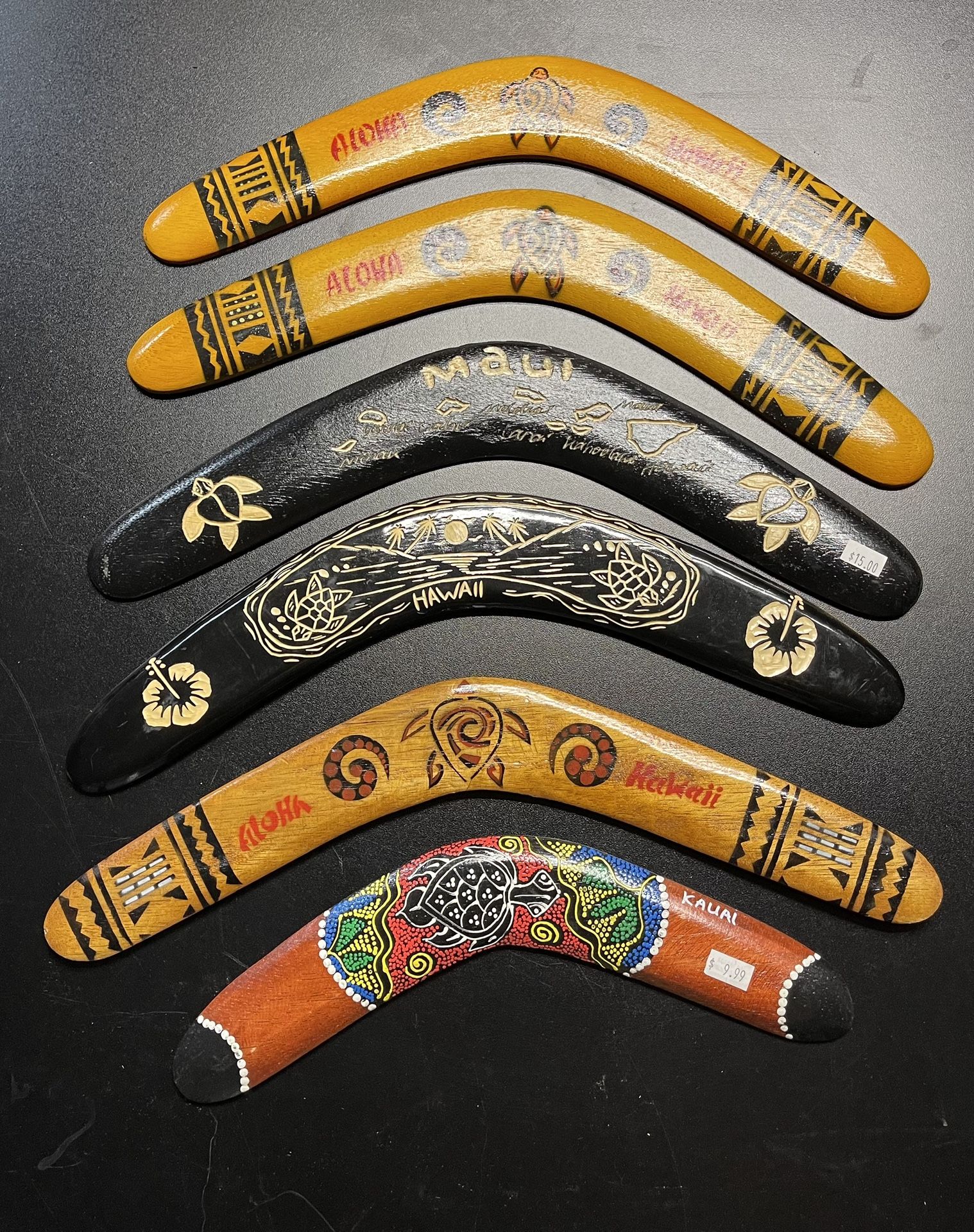 Hawaiian Design Boomerangs $25 Each