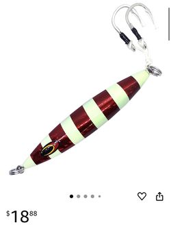 130g Slow jig 4.6oz Vertical Metal sk High Pitch Deep Drop Jig with BKK Jigging Hooks Red Glow