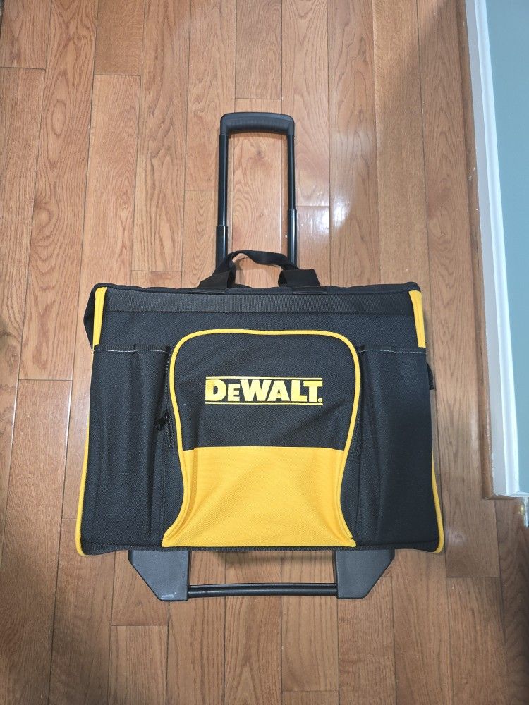 New Dewalt Large Rolling Heavy Duty Tool Bag / Box With Telescoping Handle