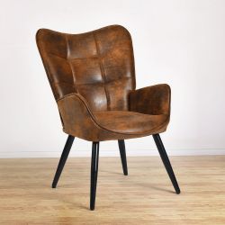 Homy Casa KANAS SUEDE BROWN Relax Chair "24.02" x 28.35" x 34.65" Modern Comfort Armchair for Living Room, Bedroom, Office