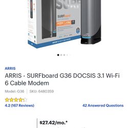 Arris - Surfboard G36 Docsis 3.1 Wi-Fi 6 Cable Modem Xfinity Comcast