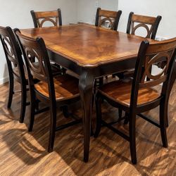 2 Items - Beautiful Traditional Living Room Set – Burl Wood Coffee Table + Dinning Room Table For 6