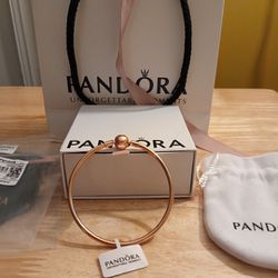 Pandora Authentic Brand New Sterling Silver 7.5 Rose Gold Signature Ball Clasp Bracelet 