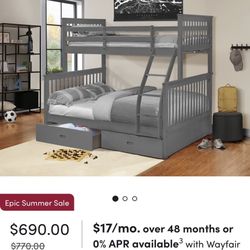Twin/Full Bunk bed With Storage