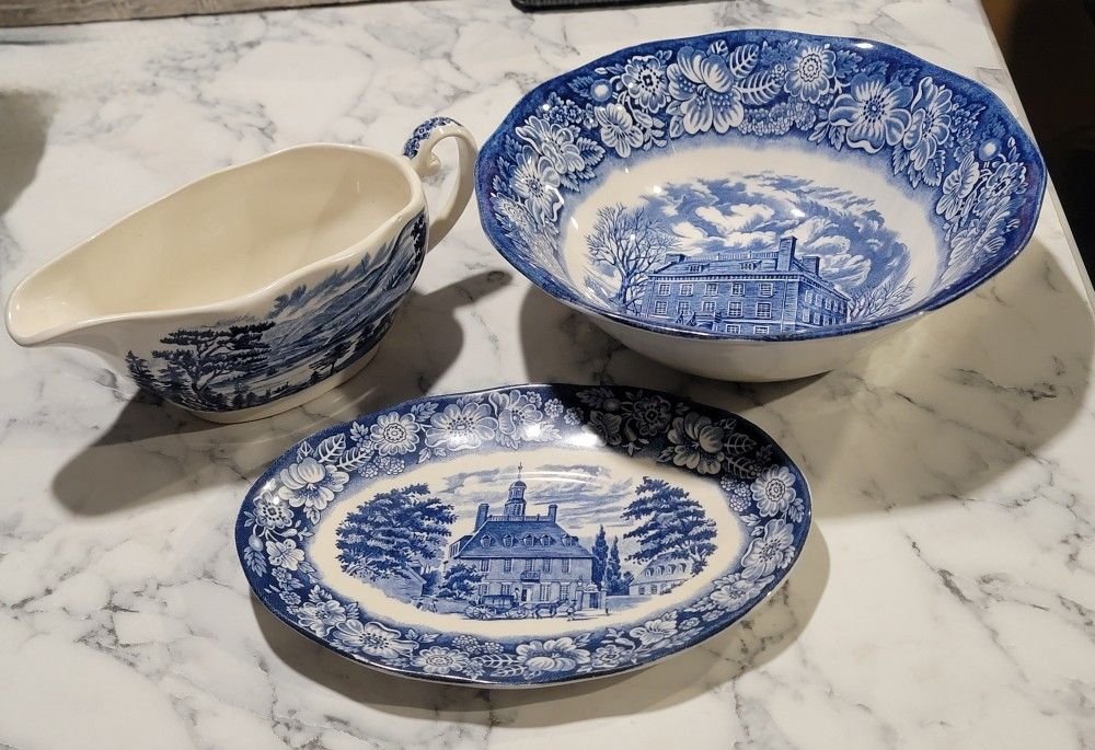 Liberty Blue Historic Colonial Scenes Dishes 